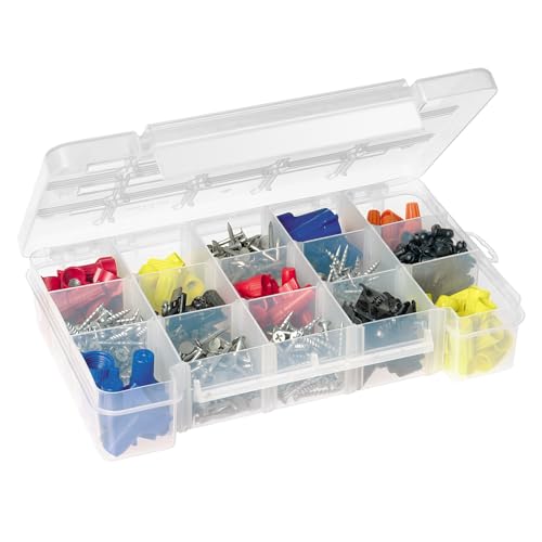 Akro-Mils 05705 Plastic Portable Parts Storage Case for Hardware and Crafts with Hinged Lid and 4 Adjustable Dividers, (8-3/8 x 5 x 1-5/8)-Inch, Small, Clear (Pack of 12) - size: Small (Pack of 12), style: 1-Pack