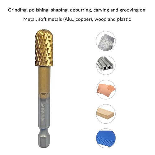 5PCS Rotary Burr Rasp Files Set with 1/4" Hex Shank for Metal/Wood/Plastic - size: 1/4" Hex Shank (5 Pcs)