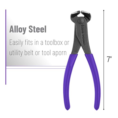 Bates- Nail Puller, 7 Inch, Royal Purple, Nail Remover Tool, Cutting Pliers, Carpenter Tools, Staple Puller, End Cutting Pliers - color: Royal Purple, size: 7", 1 Pack