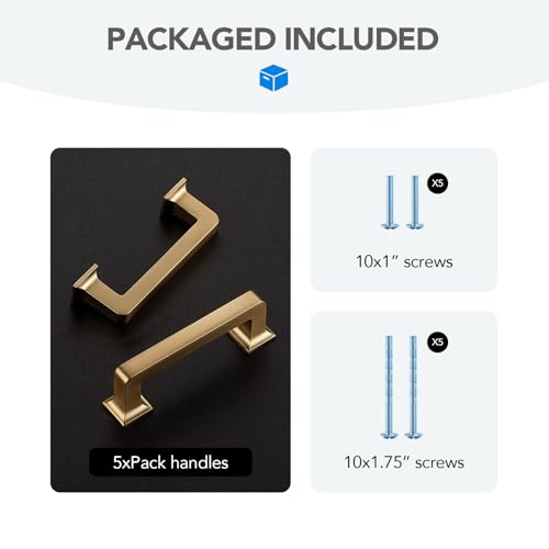 HOME EDIT Champagne Bronze Cabinet Handles Zinc Pulls 3 Inch 5 Pack - color: Champagne Bronze, size: 3 inches Hole Center