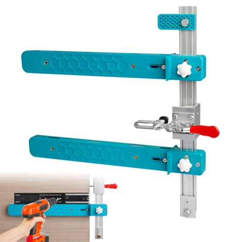 Drawer Slide Jig with Toggle Clamp & Magnetic Arm, Precision Cabinet Tool