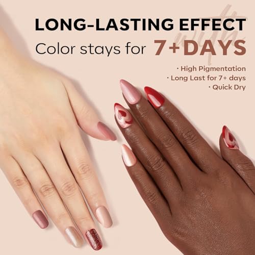 modelones Quick Dry Nail Polish Set, 6 Colors Brown Nude Burgundy - color: A3 Cinnamon Brown