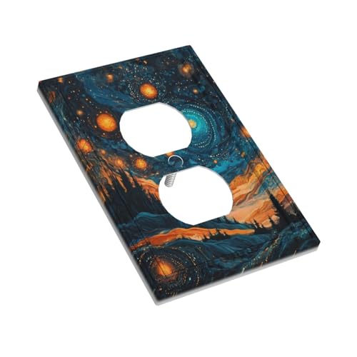 Art Starry Night Duplex Outlet Cover Plate - color: Abstract Sky with Star Forest, size: 1 Gang Duplex/5x3 IN
