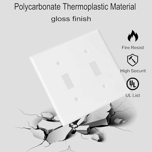 Toggle Light Switch Wall Plates 2-Gang Switch Electrical Cover Plate Unbreakable Thermoplastic Faceplate, White (4 Pack) - color: Double Toggle, size: 4 Pack