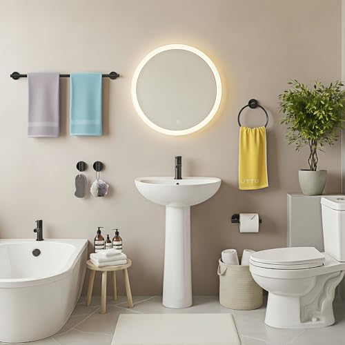 5-Piece Matte Black Bathroom Hardware Set, Towel Racks Set for Bathroom SUS304 Stainless Steel Toilet Paper Holder Wall Mounted, 24 Inch Modern Bathroom Accessories Kit - color: A-24 Matte Black