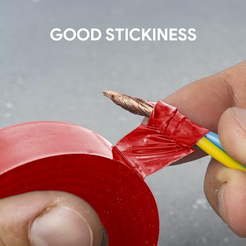 Flame Retardant Red Electrical Tape; 3/4 Inch * 66 Feet; PVC Electric Tape for Under 600V Electric, Repair, Home Outdoor Indoor Wire Insulation, 5℉ to 221℉ (1, Red) - color: Red