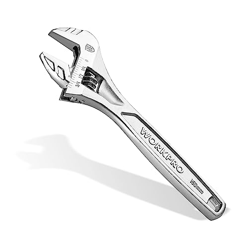 WORKPRO 6" Adjustable Wrench, Cr-V Steel, Chrome Plated Finish - color: Silver, size: 6 inch