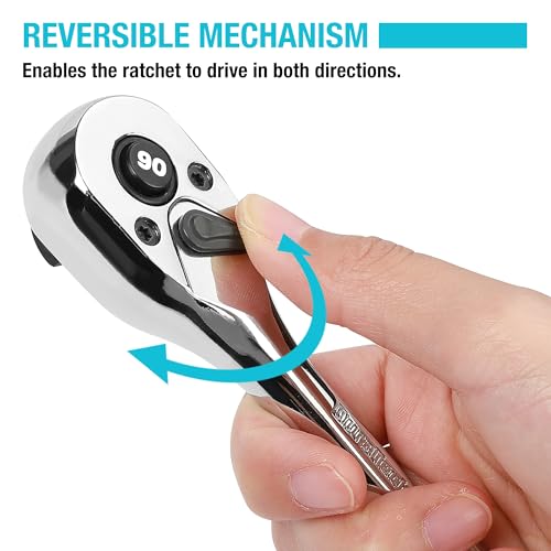 DURATECH 3-Piece Drive Ratchet, 90-Tooth Quick-Release Ratchet Wrench - size: Combo Kit (Plastic Tray)