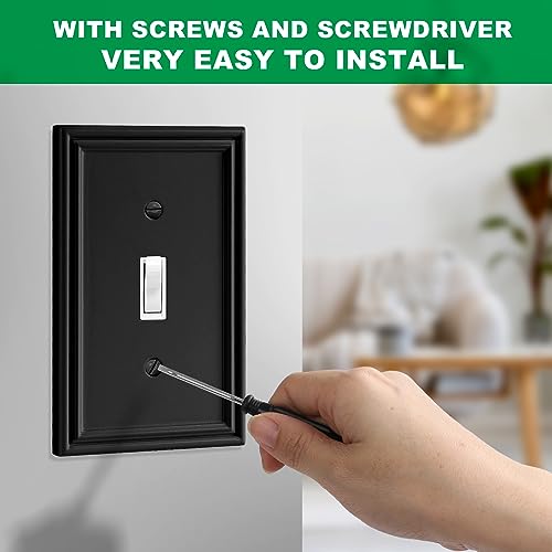 4 Pack Black Modern Decorative Wall Plate Single Toggle Light Switch Cover - size: 1 Gang Single Toggle
