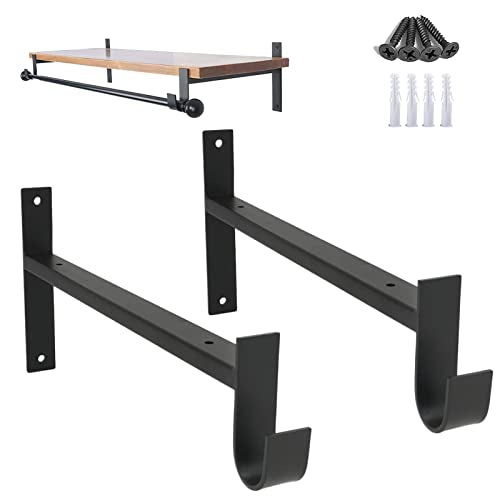 AddGrace Closet Rod Bracket Heavy Duty Shelf Brackets Black 6 Inch 2 Pack - color: Black, size: 6 Inch