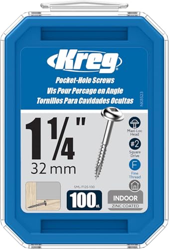 Kreg Zinc Pocket-Hole Screws - SML-F125-100, 100 Count, 1-1/4 Inch