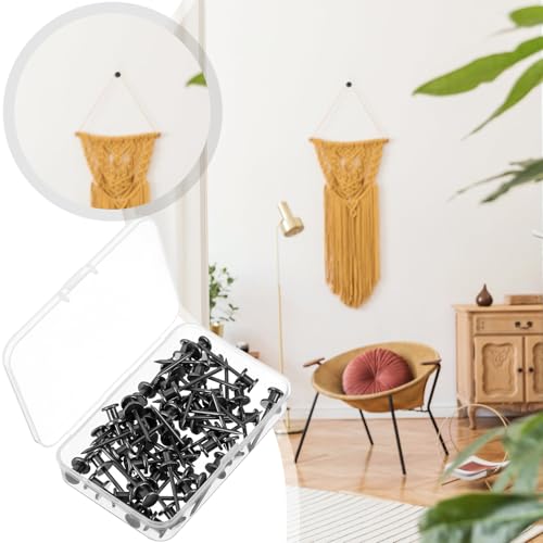 Watersay 50 Pcs Double Headed Picture Hanging Nails, Black, Gongzi - color: Black, style: Gongzi