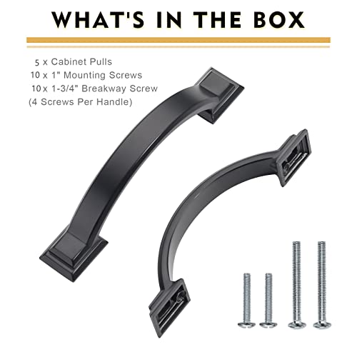 5 Pack 3 inch Cabinet Pulls Matte Black Cabinet Handles Drawer Pulls for Kitchen Cabinet Cupboard - color: Matte Black, size: 3 inch（76mm）, style: 5 Pack