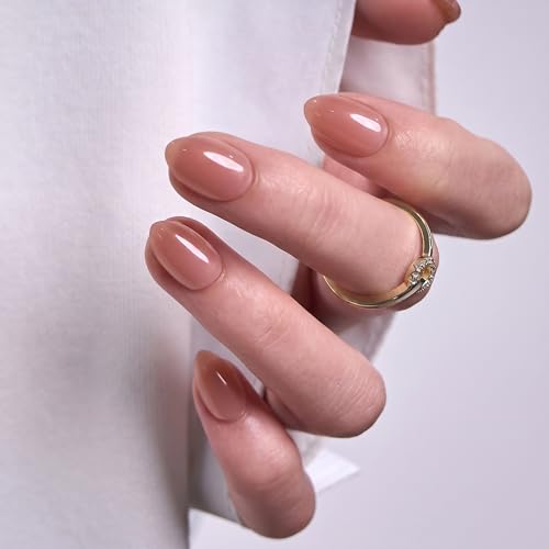 CurvLife Extra Short Almond Press On Nails, Peach Nude Pink, Soft Gel - color: A1 - Peach Nude