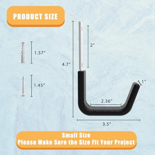Heavy Duty Garage Utility Hooks, Wall Mount Ladder Hangers, 8 S - size: 8 Small