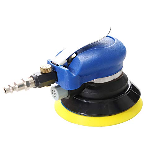 Professional Air Random Orbital Sander, Heavy Duty Dual Action Pneumatic Palm Sander (5 inch, Blue) - color: Blue, size: 5 inch