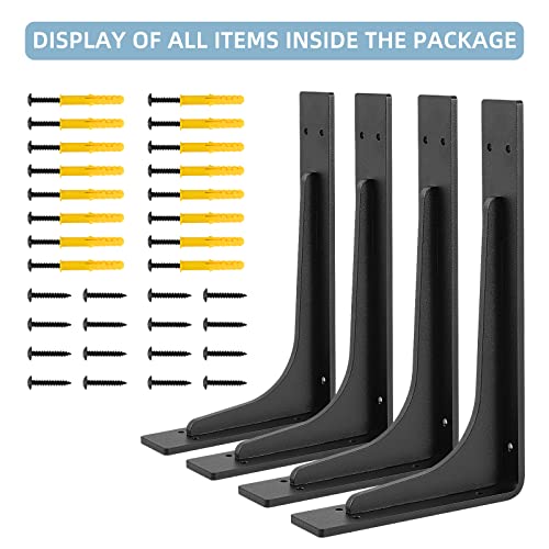 10"x 6"Shelf Brackets,L Shelf Brackets,max Load 300lbs, Vertical Angle, Premium Alloy Metal Heavy Duty Shelf Bracket, high Strength Mounting Hardware Included, Corner Brace Joint,Pack of 4. - size: 10 Inch x 6 Inch