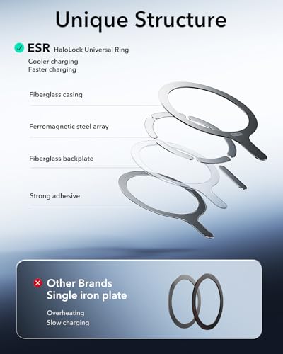 ESR for MagSafe Sticker, MagSafe Ring for iPhone 17, Samsung Galaxy - color: Black