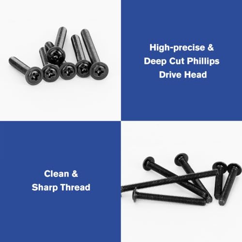 WELLOCKS M4 Cabinet Pull Screws, Black 25 to 50mm 200 PCS - color: Black, size: 200PCS