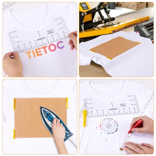 18Pcs Sublimation Accessories, Tshirt Ruler Guide Vinyl Alignment Tool, Heat Press Accessories, Teflon Sheet Non Stick 16x20, Heat Resistant Tape 0.4" x108ft, PVC T Shirt Rulers to Center Designs - style: Tshirt Ruler-18
