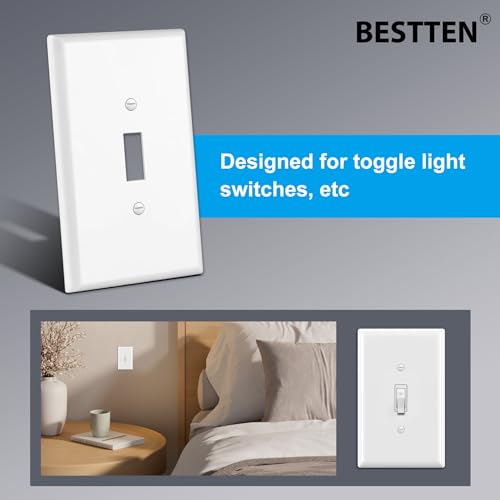 BESTTEN 10 Pack Oversized Toggle Light Switch Wall Plate - size: Toggle Oversize