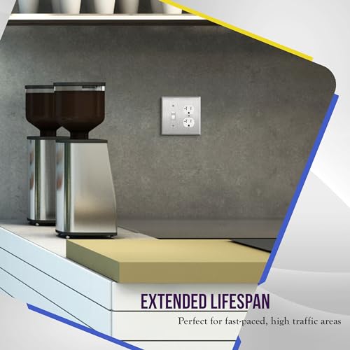 ENERLITES Combination Toggle & Duplex Metal Wall Plate, St&ard, Silver - color: Stainless Steel, size: Standard Size