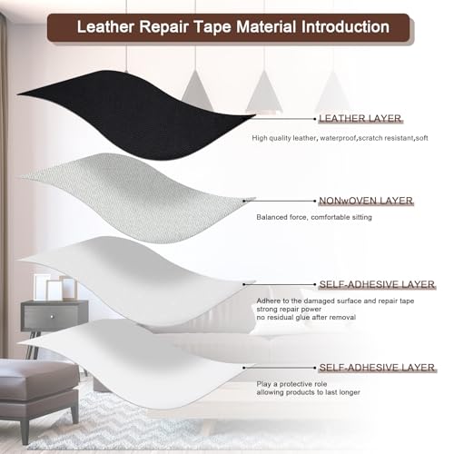 JDLUGH Sofa Leather Repair Patch Tape, 8.2x11 Inch2PCS Self Adhesive Couch, Car Seat, Office Chair, Leather Furniture, Vinyl Repair Patch Kit for Furniture (Black) - color: Black, size: 8.2x11 Inch