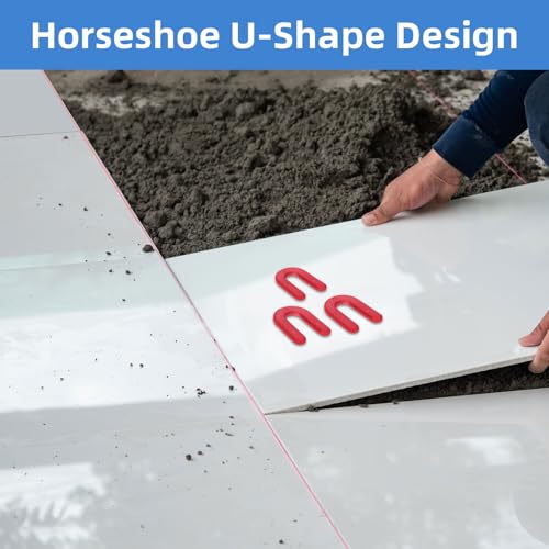 1/8 Inch Plastic Horseshoe Shims U Tile Spacers, Tile Leveling System Tile Spacers, for Tile Leveling System Floor Wall Tile Installation, 300 PCS - size: 1/8"