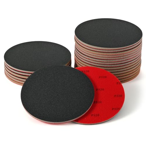 MAXMAN Foam Sanding Pads, 5" Bowling Sanding Pads, 320 Grit for Auto | 18pcs Sanding Sponge Set, Reusable Wet Dry Sandpaper Block, for Random Orbital Sander, Wood, Metal, Drywall & Curved Surfaces - size: 5 inch, style: 320 Grit