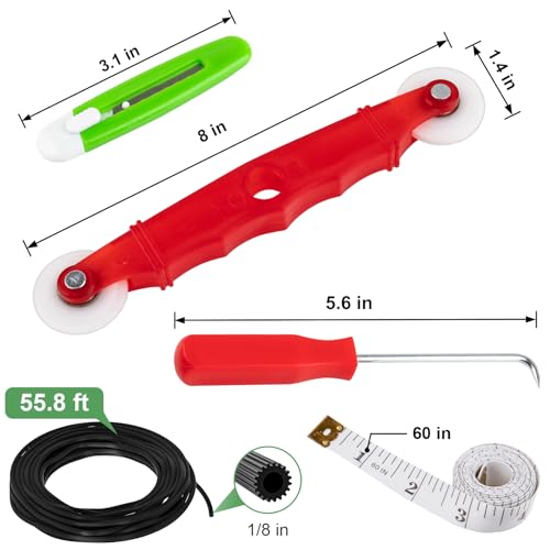 48"X236" Window Screen Replacement Kit, 6 in 1 Window Screen Door Repair Kit, Replacement Window Screens, Fiberglass Patio Screen Mesh for Porch Sliding Door, Rolling Tool Hook Spline Cutter Ruler - size: 48"x236"with Tools