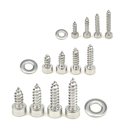 480Pcs 12 Values M2 M3 M4 Metric Hex Socket Cap Head Self Tapping Screw with Flat Gasket Washers Assortment Kit