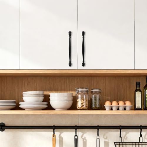 10 Pack 6-1/4 Inch(160mm) Kitchen Cabinet Handles Matte Black Cabinet Pulls Zinc Alloy Drawer Pulls Solid Kitchen Hardware - color: Matte Black, size: 6-1/4'' Hole Center(160mm)