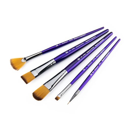 Royal & Langnickel Moderna, 5pc Oval Wash & Blender Brush Set for All Painting Mediums, Includes - Oval Wash, Blender, Fan & Liner Brushes Purple - style: Oval Wash Variety