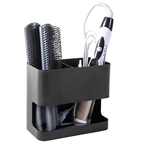 MyGift 2 Slot Hair Tools Organizer, Black Metal Wall Mounted Holder - color: Black, size: 2 Slots