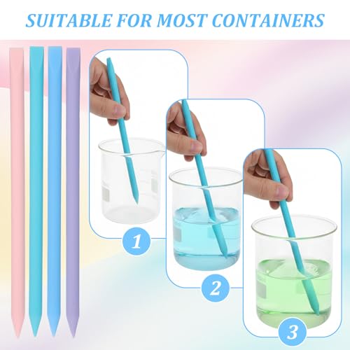 4PCS Silicone Stir Sticks, Reusable Pointed Mixing Sticks for Epoxy Resin, Paint, Making Glitter Tumblers Cups, Arts, Crafts, Facial Mask Stirring Rods, 4 Colors