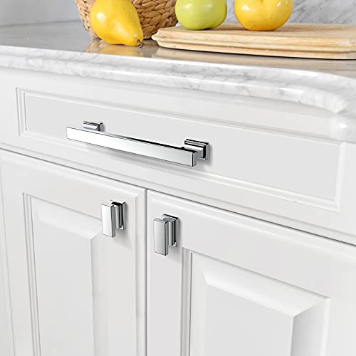 Asidrama 6 Pack 5 Inch(128mm) Polished Chrome Kitchen Cabinet Handles, Cabinet Pulls Kitchen Cabinet Hardware for Cupboard Drawer Pulls - color: Polished Chrome, size: 5" Hole Center, style: 6 Pack