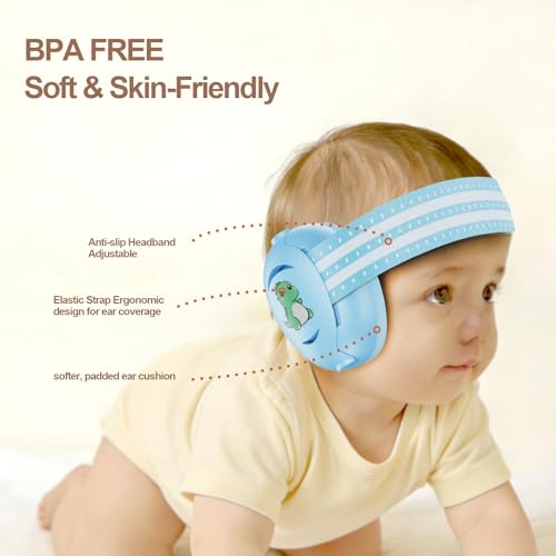 Floriogra Baby Headphones for Noise - Baby Ear Protection for Babies and Toddlers up to 36 Months - Babies Noise Cancelling Headphones - Infant Ear Protection Earmuffs Against Hearing Damage - color: Blue