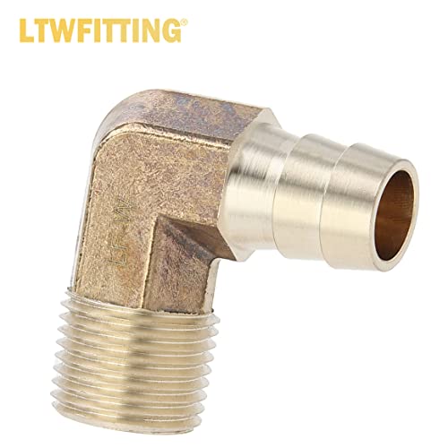 LTWFITTING Assortment Kit Hose ID (1/4-Inch to 1/2-Inch) x (1/8-Inch to 3/8-Inch) NPT Male Brass Hose Barb Elbow Set for Water(Pack of 25)