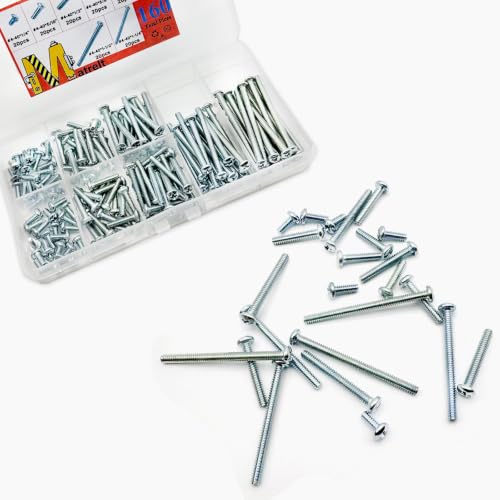 160 Pcs 8 Sizes #4-40 Machine Screws Knob Screw Cabinet Screws Electricians Screw, Carbon Steel Zinc-Plated Phillips Pan Head Machine Screws Assortment Kit - size: #4-40-8Size-160P
