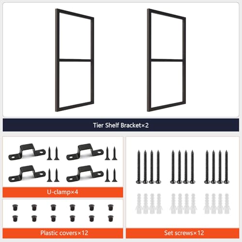 2-Tier Square Shelf Bracket, Wall & Ceiling Mount, 2 Pack - size: 2 Tier Bracket-2 Pack