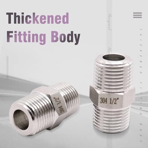 1/2 NPT Nipple, 304 Stainless Steel Hex 1/2 Nipple pipe fittings - size: NPT1/2
