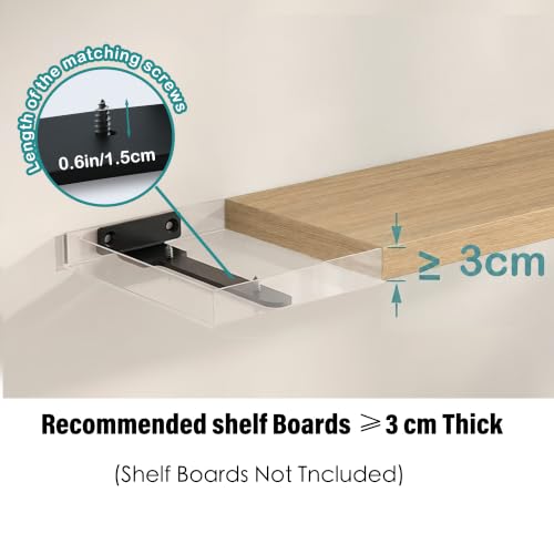 4 Pack Floating Shelf Brackets 8 Inch Black Metal Hidden L Supports - size: 4 Pack