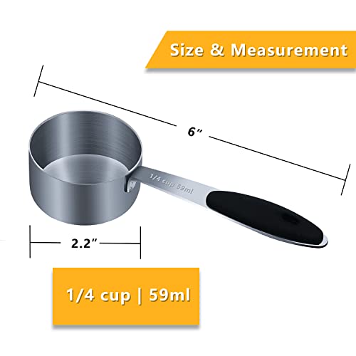 2PCS 1/4cup(59ml) Measuring Cup, Stainless Steel Measure Scoop - size: 1/4cup