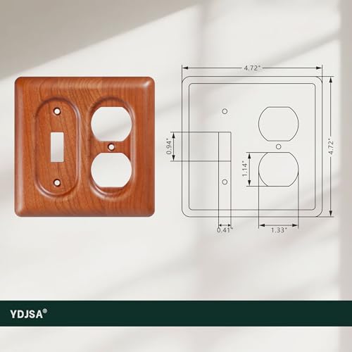 Wooden Light Switch Cover Plate Decorative Wall Plate Switch Plate Outlet Cover - color: Cherry wood, size: Toggle/Duplex Combo
