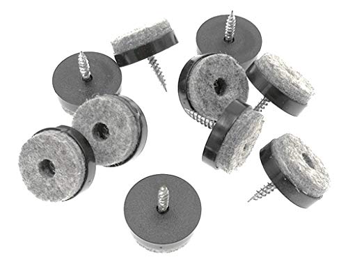 ALIMITOPIA 40pcs Screw-on Furniture Felt Pad Chair Glide Slider Hardwood Floor Protector for Wooden Leg Feet of Chair Table Furniture(Φ24mm or 0.95";Black) - size: 24mm(Black)