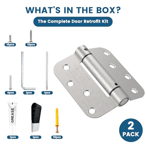 2 Pack 4 Inch Self Closing Door Hinges Kit, Satin Nickel - color: Satin Nickel - kit, size: 4" (2 Pack)