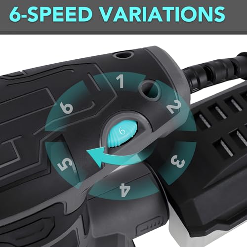 5-Inch Random Orbital Sander, 3Amp Electric Palm Sander with 6-Speed Control, Dust Collector & 16 Sandpapers for Woodworking, Sanding and Polishing Wood/Metal Surfaces