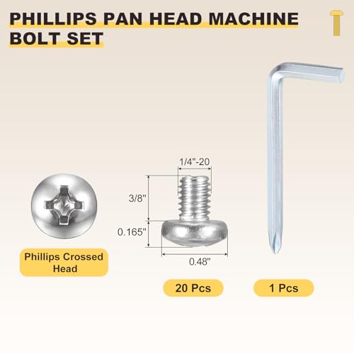 METALLIXITY Phillips Pan Head Bolt&Wrench Kit 1/4"-20x3/8 20Pcs - size: 1/4"-20x3/8"