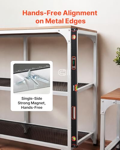 VEVOR Digital Level, 48 in Length, Magnetic Electronic Level with LED Backlit Display, 360° Electronic Leveler Tool with 0°/45°/90° Bubble Vials, IP54 Rating for Construction Carpentry Home Renovation - size: 48 inch Single