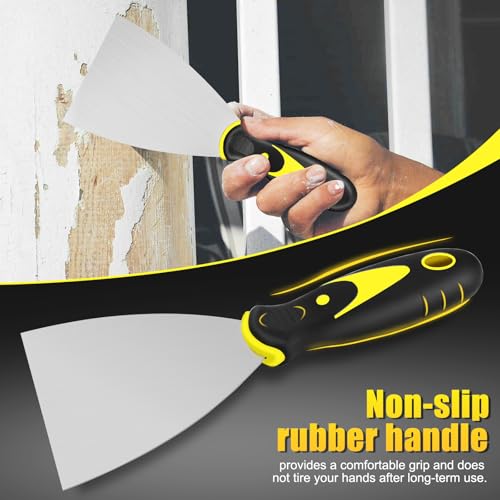 Putty Knife Set, Stainless Steel Spackle Knife Paint Scraper Tool Wallpaper Scraper (4PCS-2"")